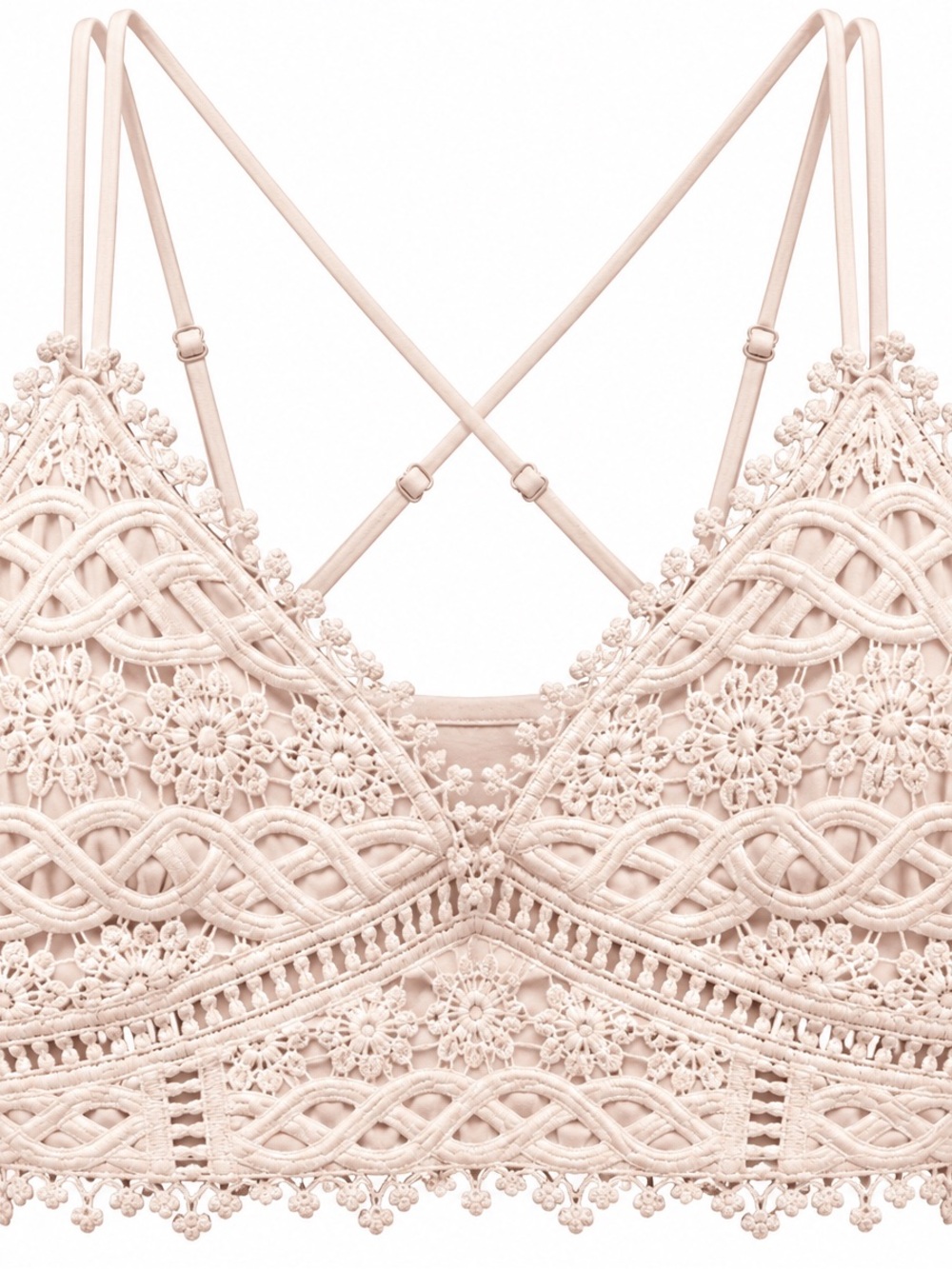 Francesca's Collections Blush Pink Crochet Lace Bralette